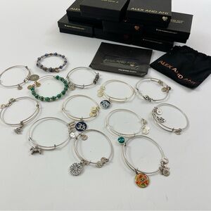 Alex and Ani Silver and Gold Charm Bracelet Collection